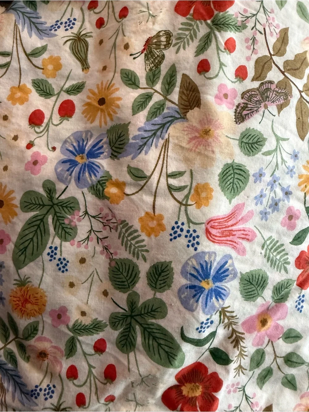 Rifle Paper Floral Garden Sheet in White, Green, Red, Blue, Pink, Yellow